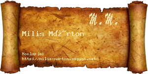 Milis Márton névjegykártya